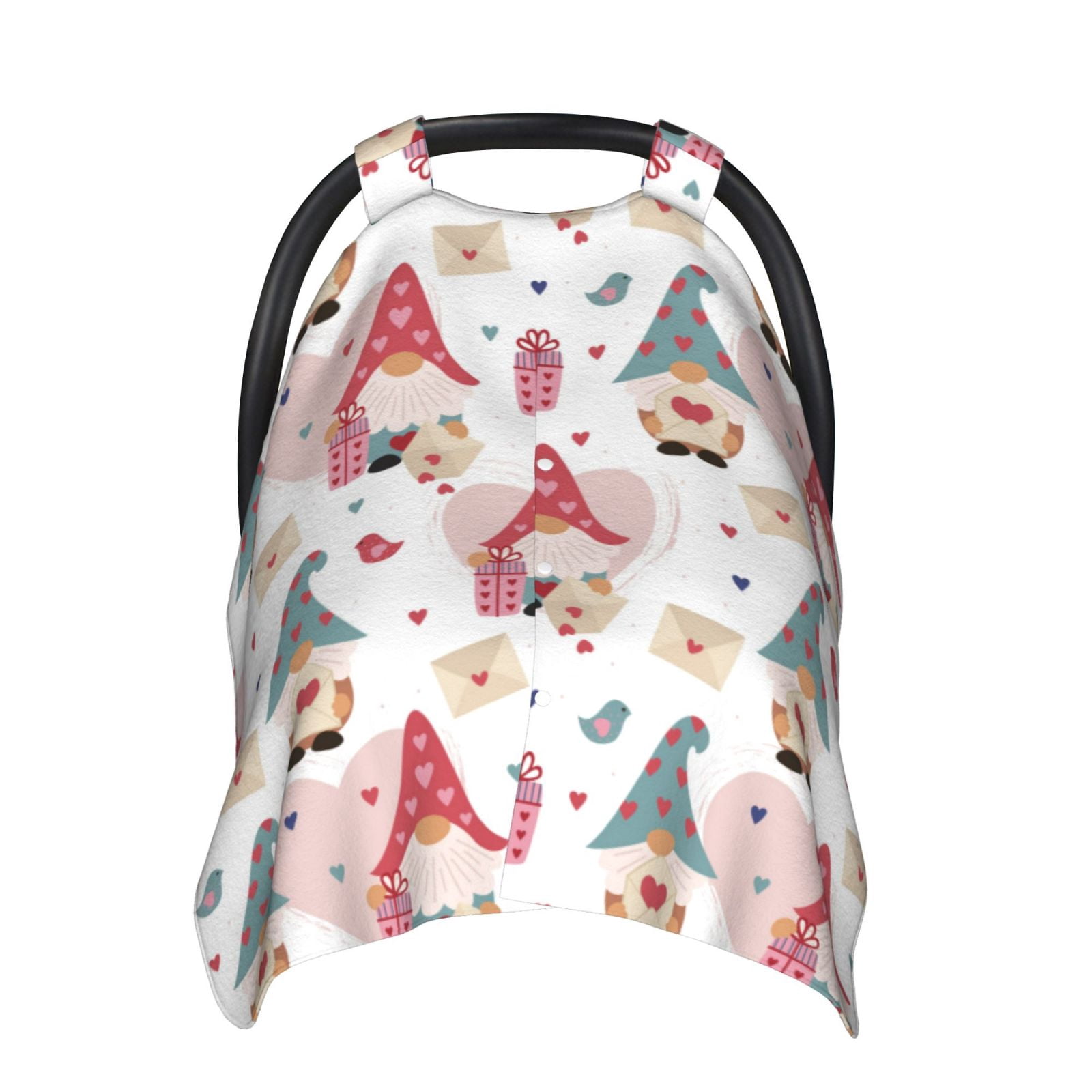 Naloa Gnome With Love Letter Baby Car Seat Cover, Breathable Baby Carrier Cover, Multiuse Baby Carrier Cover & Nursing Breastfeeding Cover