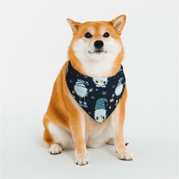 Naloa Gnome and Snowflakes Dog Bandana Large and Small-Dog Scarf Bib Handkerchief Accessories for Dogs and Cats(S-L)-Medium