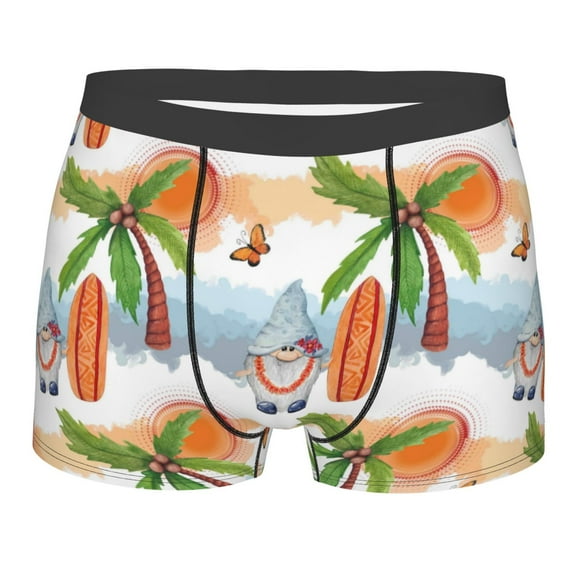 Naloa Gnome and Surfing Print Mens Underwear - Boxers for Men, Classic Briefs for Men