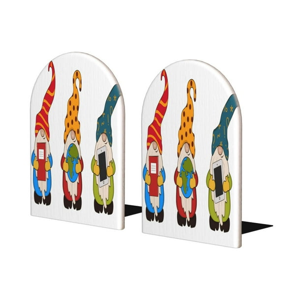 Naloa Gnomes Are Holding School Supplies 2 Pcs Bookend Large Capacity Office Book Ends for Home Office Library School Study Decoration