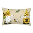 thumbnail image 1 of Naloa Gnomes Bees And Sunflowers Pillowcase, Throw Pillowcase, Wrinkle-Free, Stain-Resistant with Hidden Zipper for Bedroom Sofa - 16"x24", 1 of 9