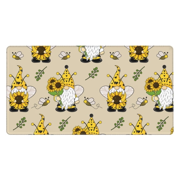 Naloa Gnomes Bees And Sunflowers Gaming Mouse Pad Large Mouse Mat Long Extended Desk Pad Non-Slip Rubber Mice Pads Stitched Edges Thin Pad (16x29.5 Inch)