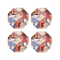 thumbnail image 1 of Naloa Gnomes Books Tea Cups Leather Coasters for Drinks, Durable Drink Coasters 4 Set for Tabletop Protection, Luxurious Home Décor and Housewarming Gift ( {designName})Octagon, 1 of 6