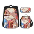 thumbnail image 1 of Naloa Gnomes Books Tea Cups Print Large Capacity Backpack Lunch Bag Pencil Case Combination 3 Piece Set for Student, 1 of 1