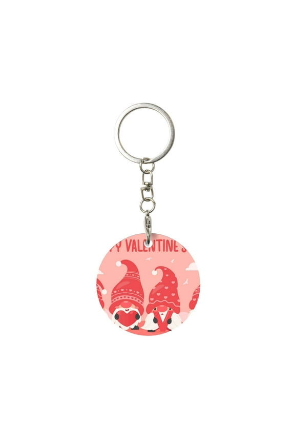 Gnomes Hold The Letters LOVE Print Round Keychain Keychain Key Ring, Key Tag, Key Chain Bulk for Gift Accessories (Round)