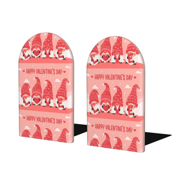 Naloa Gnomes Hold The Letters LOVE Wood Non-Skid Bookend for Shelves,Book Ends for Heavy Books, Book Stand for CDs,1 Pair