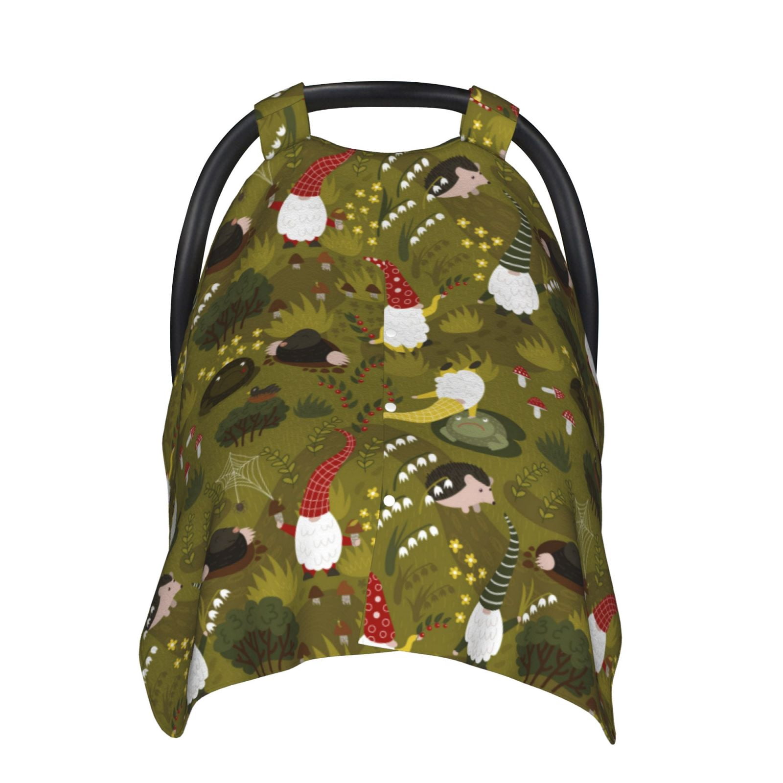 Naloa Gnomes Playing in the Garden Baby Car Seat Cover, Breathable Baby Carrier Cover, Multiuse Baby Carrier Cover & Nursing Breastfeeding Cover