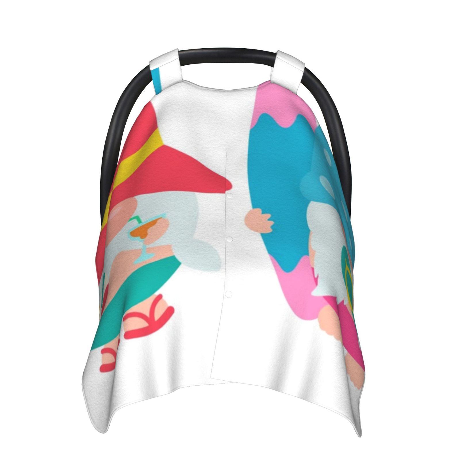 Naloa Gnomes Summer Baby Car Seat Cover, Breathable Baby Carrier Cover, Multiuse Baby Carrier Cover & Nursing Breastfeeding Cover