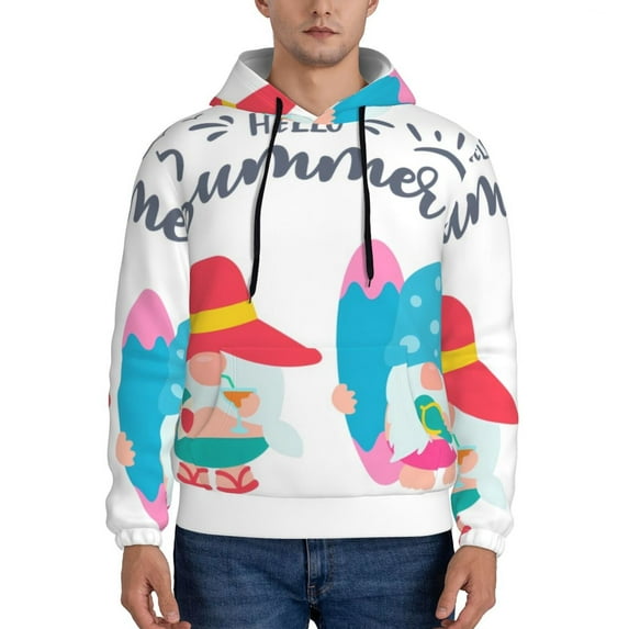 Naloa Gnomes Summer Men's Casual Hooded Collar Drawstring Hoodies Pullover Sweatshirts Casual Long Sleeve Shirts-4X-Large