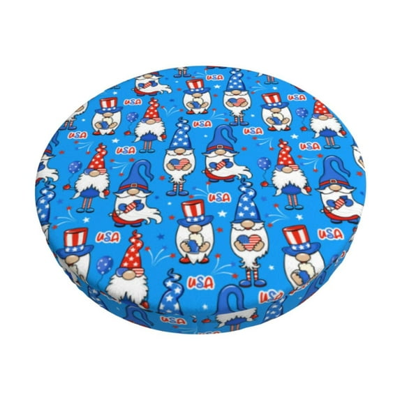 Naloa Gnomes in USA Round Bar Stool Cushion Cover 12-14 inch, Fits Kitchen, Office, Restaurant Chairs - 14 inch