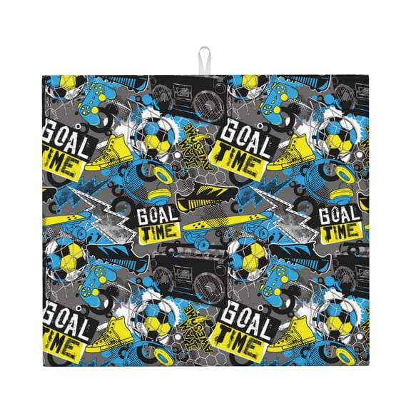 Naloa Goal Time Dish Drying Mat for Kitchen Counter, Heat Resistant Drainer Mats, Absorbent Draining Mat,Dish Rack Pad,16"x18"