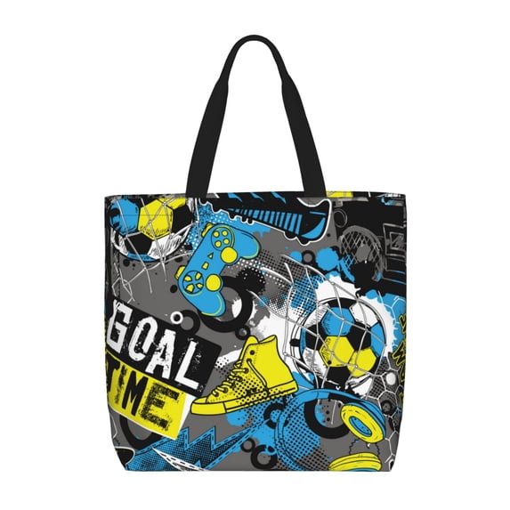 Naloa Goal Time Tote Bag for Women, Foldable Tote Bag With Zipper, Large Shoulder Bag, Top Handle Handbag for Travel, Work, Shopping