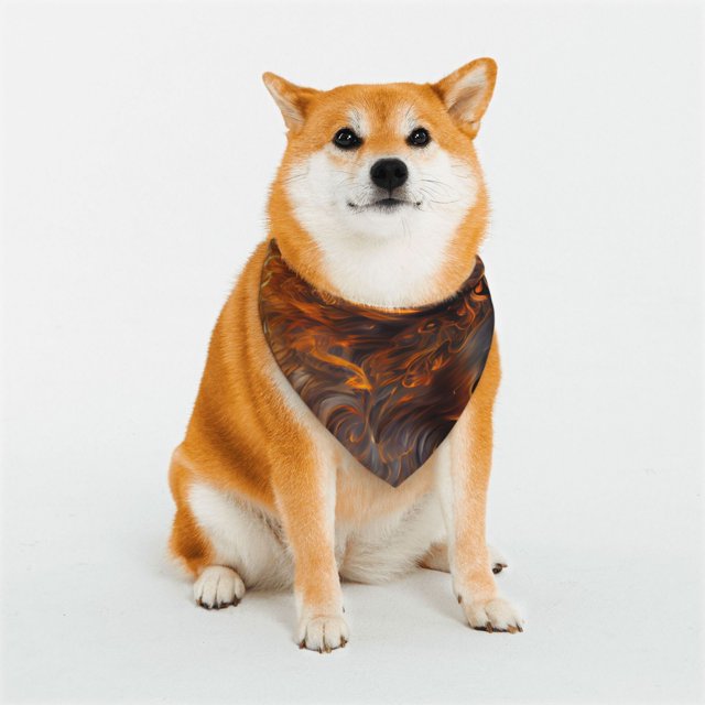 Naloa Gold Flame Pattern Wolf Dog Bandana Large and SmallDog Scarf Bib