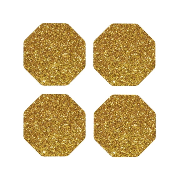 Naloa Gold Glitter Leather Coasters for Drinks, Durable Drink Coasters 4 Set for Tabletop Protection, Luxurious Home Décor and Housewarming Gift ( {designName})Octagon