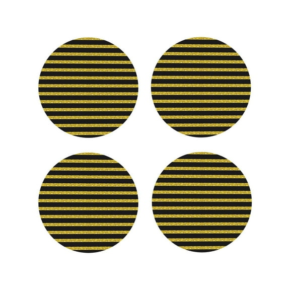 Naloa Gold Glitter Leather Coasters for Drinks, Durable Drink Coasters 4 Set for Tabletop Protection, Luxurious Home Décor and Housewarming Gift ( {designName})Round Shape