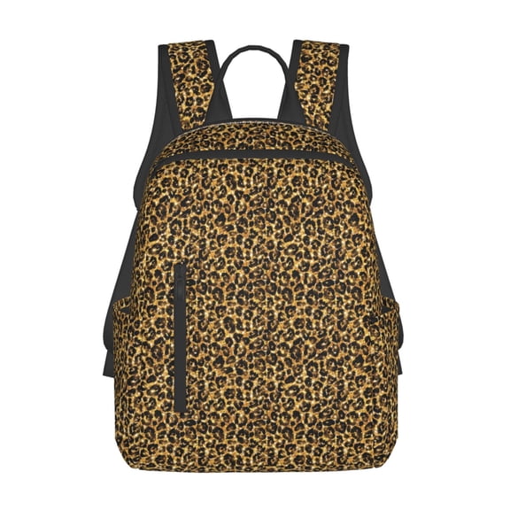 Naloa Gold Glitter Leopard Print Lightweight DayBackpack Suitable for school, work, shopping, travel, etc.