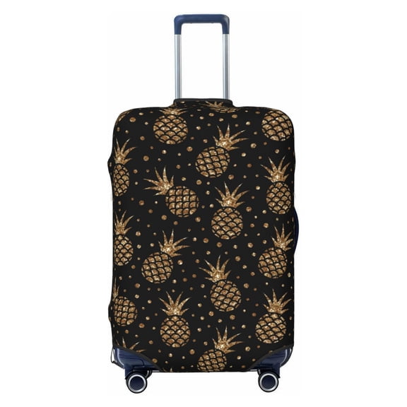 Naloa Gold Glitter Pineapples Elastic Suitcase Protector, Travel Suitcase Protector Cover Fits 18-32in Suitcase - Small