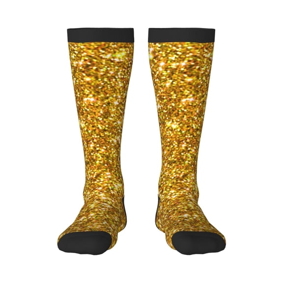 Naloa Gold Glitter Thigh High Socks Extra Long Stretchy Sock Women Over Knee High Opaque Stocking Daily Wear