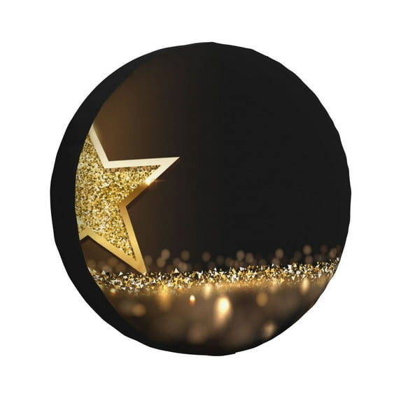 Naloa Gold Glittering Stars PVC Leather Spare Tire Wheel Cover Spare Tire Cover, for Car Truck SUV Camper Trailer Universal Fit(14-17in)-15 inch