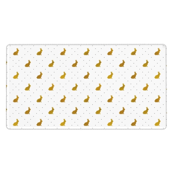Naloa Gold Rabbit Gaming Mouse Pad Large Mouse Mat Long Extended Desk Pad Non-Slip Rubber Mice Pads Stitched Edges Thin Pad (16x29.5 Inch)