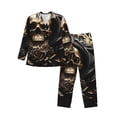 thumbnail image 1 of Naloa Gold Rose Skull Men’s Pajamas Set - Long Sleeve Button Down Sleep Shirt and Pajama Bottoms Sleepwear Set-Medium, 1 of 7