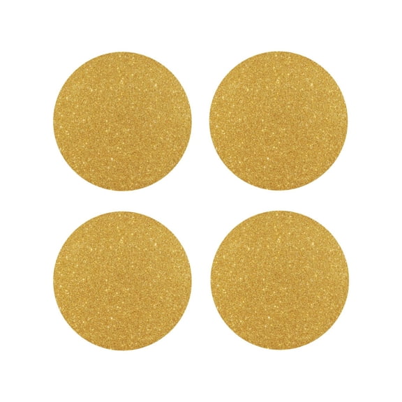Naloa Gold Shiny Leather Coasters for Drinks, Durable Drink Coasters 4 Set for Tabletop Protection, Luxurious Home Décor and Housewarming Gift ( {designName})Round Shape