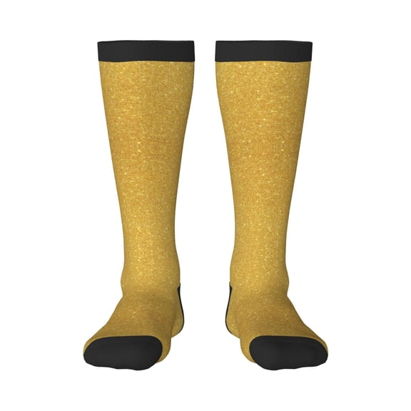 Naloa Gold Shiny Thigh High Socks Extra Long Stretchy Sock Women Over Knee High Opaque Stocking Daily Wear