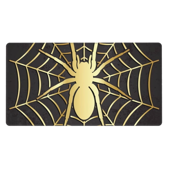Naloa Gold Spider On The Web Gaming Mouse Pad Large Mouse Mat Long Extended Desk Pad Non-Slip Rubber Mice Pads Stitched Edges Thin Pad (16x29.5 Inch)