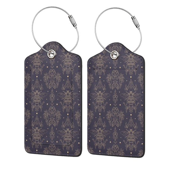 Naloa Golden Bumblebee Luggage Tag for Suitcase Leather Baggage Tag with Stainless Steel Loop Privacy Cover for Women Men Girls-4 PCS