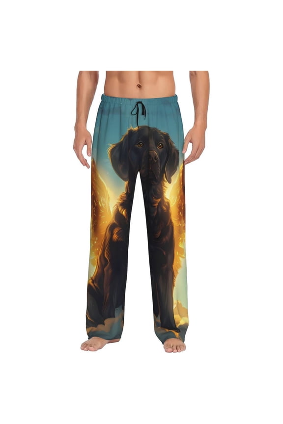 Golden Cloud Winged Dog Pajama Pants Men, PJ Bottoms, Sleep & Lounge Pants-XX-Large