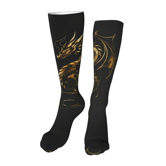 Naloa Golden Dragon Tattoo Art High Stockings Women Thigh High Stockings Over Knee Long Stockings-One Size