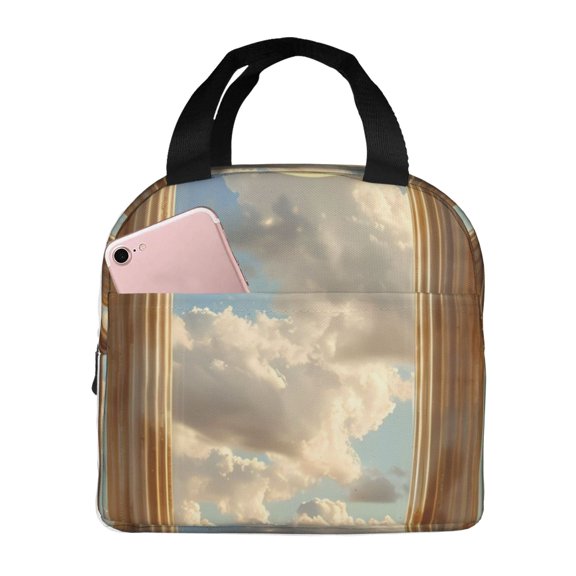 Naloa Golden Drapes Pillars Clouds Print Lunch Box for Women Men,Insulated Lunch Bag,Lunchbox,Thermal Leakproof Cooler,Reusable Lunch Tote Bag for Work School Travel Picnic