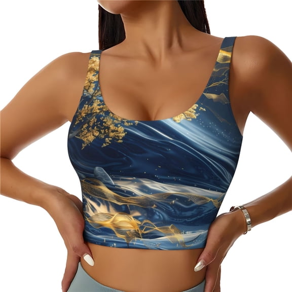 Naloa Golden Fantasy Landscape Sports Bras for Women,Sports Bras for Women High Support with Removable Pads-