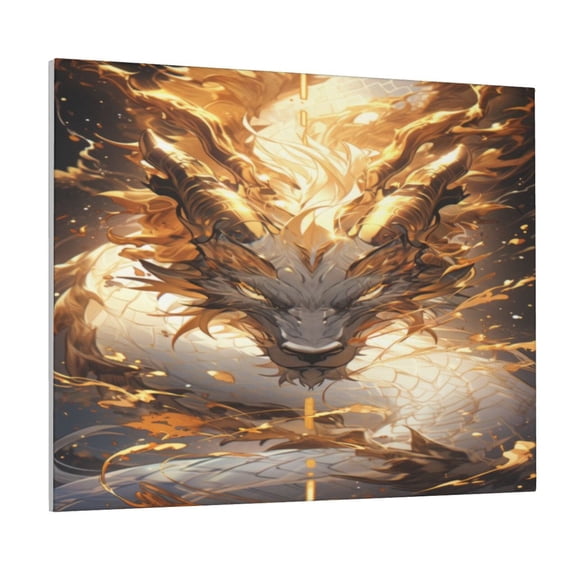 Naloa Golden Horned White Dragon Print Canvas Bathroom Wall Art,Bathroom Wall Art Decoration, Canvas Poster Prints,Decorative Paintings for Living Room, Bathroom, Kids Room