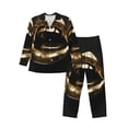 thumbnail image 1 of Naloa Golden Lips Modern Sculpture Men’s Pajamas Set - Long Sleeve Button Down Sleep Shirt and Pajama Bottoms Sleepwear Set-Small, 1 of 3