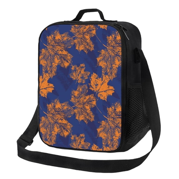 Naloa Golden Maple on Navy Blue Lunch box Lunch bag for men women Large capacity Lunchbox Insulated Lunch bag Lunch box cooler