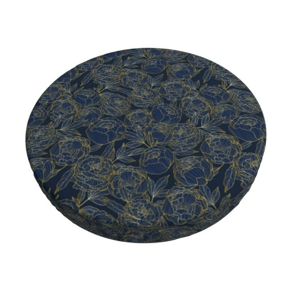 Naloa Golden Peonies Round Bar Stool Cushion Cover 12-14 inch, Fits Kitchen, Office, Restaurant Chairs - 12 inch