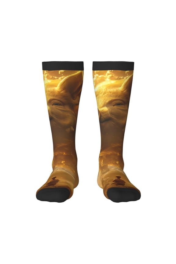 Golden Pig Cloud Fantasy Knee Socks, High Socks Long Stretchy Sock Women Knee High Stocking, Long Socks for Women