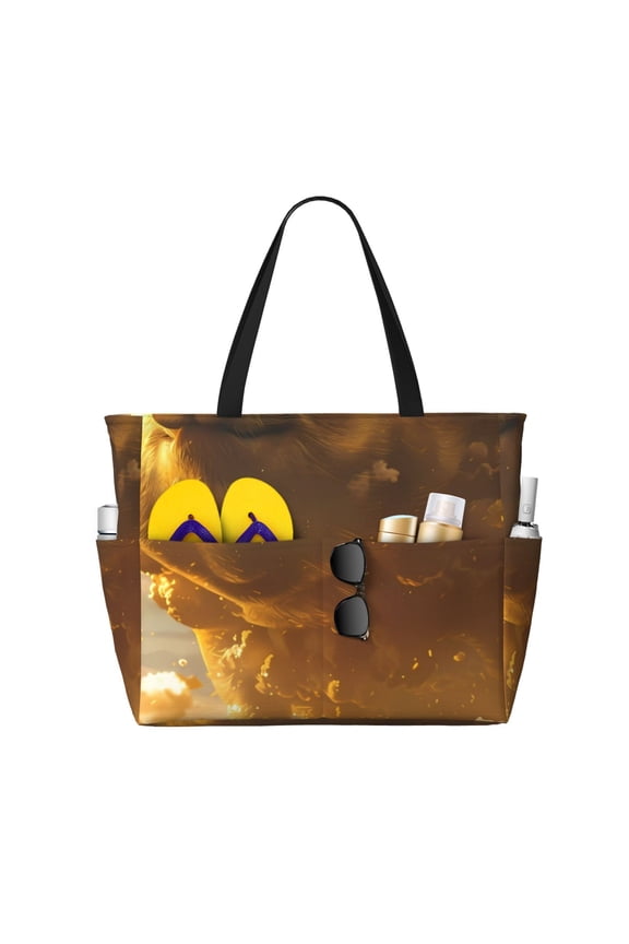 Golden Pig Cloud Fantasy Large Capacity Beach Bag, Waterproof Sandproof Beach Swim Pool Bag Tote Bag for Women