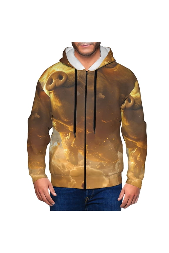 Golden Pig Cloud Fantasy Men’s Hoodies, Zip up Hoodie, Sweatshirts,Hoodies for Men Sizes S-3XL-Medium