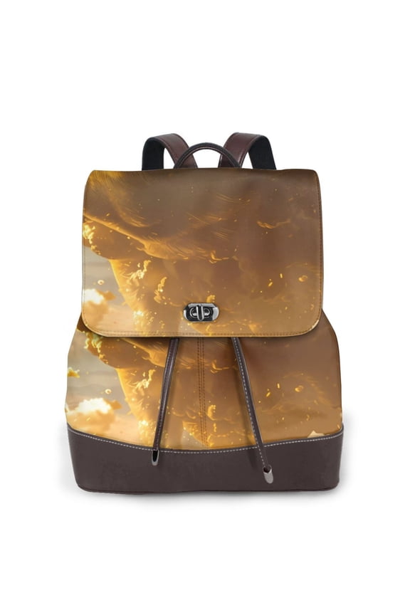 Naloa Golden Pig Cloud Fantasy Print Leather Backpack Purse for Women and Ladies,Shoulder Travel Daypacks Bags,Laptop Backpack for Women