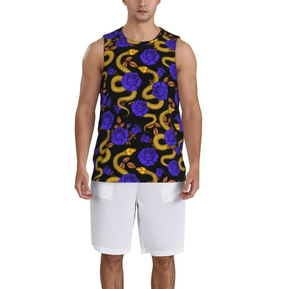 Naloa Golden Snake And Purple Rose Basketball Jersey Reversible Men's Mesh Athletic Sports Shirts Training Practice S-4XL4X-Large