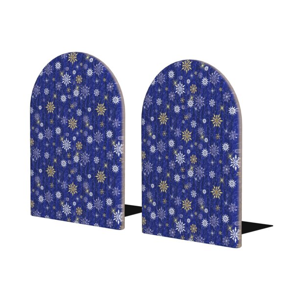 Naloa Golden Snowflakes Royal Blue 2 Pcs Bookend Large Capacity Office Book Ends for Home Office Library School Study Decoration