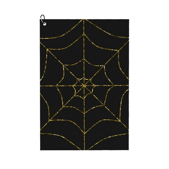 Naloa Golden Spider Web Golf Towel Golf Gift for Men and Women Golf Towel with Carabiner Clip to Quickly Remove Mud, Dirt and Sweat