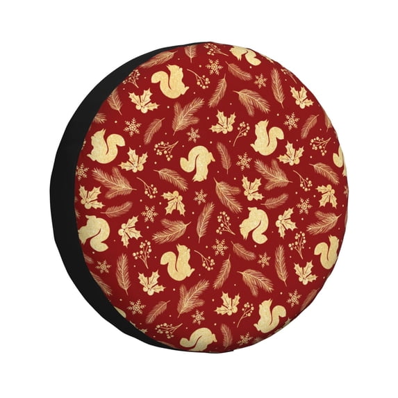 Naloa Golden Squirrels Holiday PVC Leather Spare Tire Wheel Cover Spare Tire Cover, for Car Truck SUV Camper Trailer Universal Fit(14-17in)-14 inch