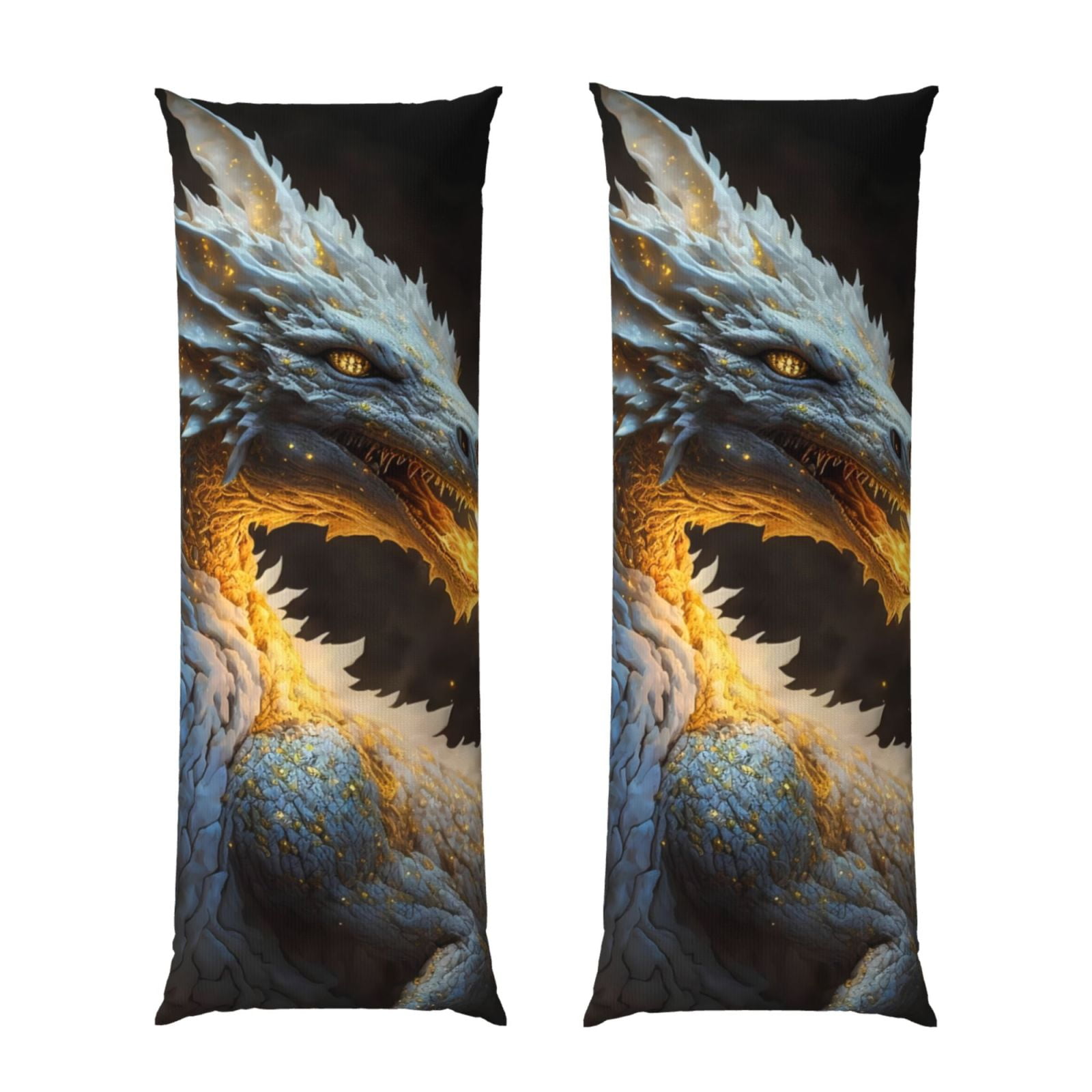 Naloa Golden White Fire Dragon Super Soft 20x60 Body Pillow Case,Long