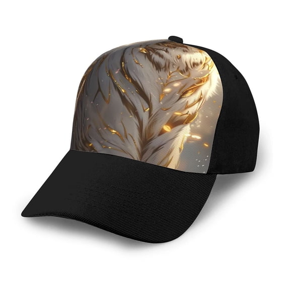 Naloa Golden White Tiger Adult adjustable Print Baseball Hat, Patchwork curved brim baseball capfor Men and Women, One Size