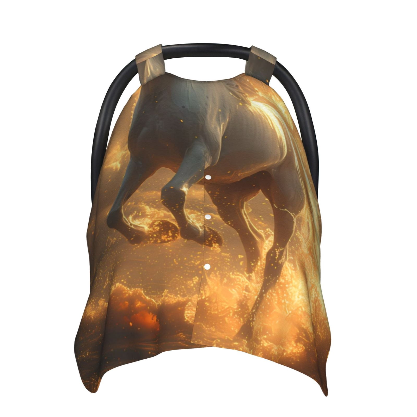 Naloa Golden Winged White Horse Baby Car Seat Cover, Breathable Baby Carrier Cover, Multiuse Baby Carrier Cover & Nursing Breastfeeding Cover