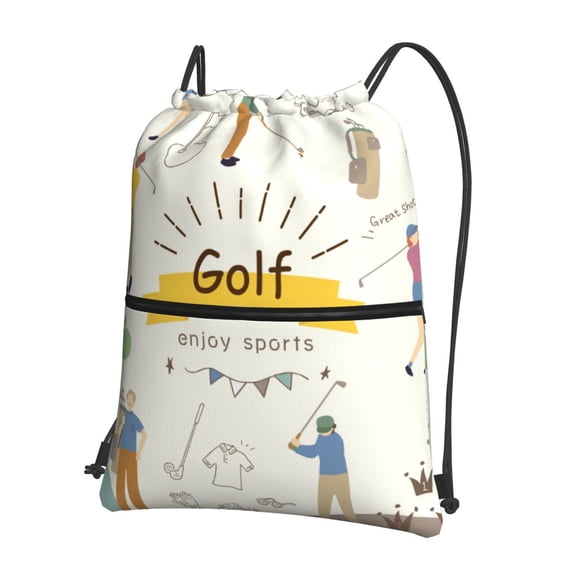 Naloa Golf Icons And Golfer Drawstring Backpack String Bag Cinch Water Resistant for Gym Shopping Sport Yoga