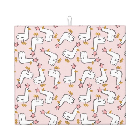 Naloa Goose Queen Dish Drying Mat for Kitchen Counter, Heat Resistant Drainer Mats, Absorbent Draining Mat,Dish Rack Pad,16"x18"